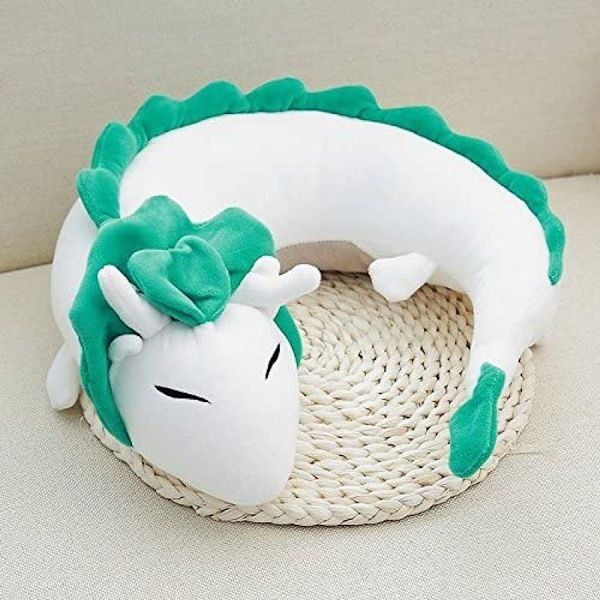 Anime söt vit drake nackkudde U-formad resekudde - docka