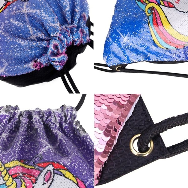 Unicorn Sequin Outdoor Leisure Sports Ryggsekk (Safirblå)