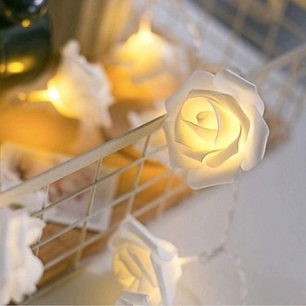 LED Roselykke, LED Lyserød Kunstig Rose Ring Feelyg, Varmt Hvidt