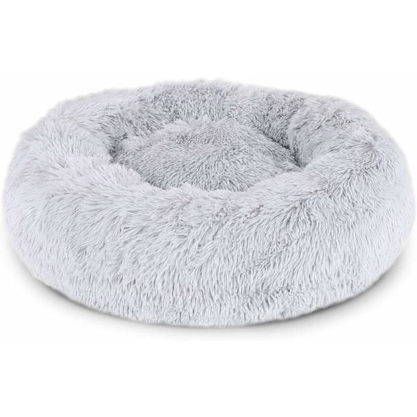 Koirapeti - Pyöreä tyynypeti kissoille - Mukava pehmeä donitsisohva kaikille koirille ja kissoille - Pehmeä kangas (80 cm Ø vaaleanharmaa) KLB
