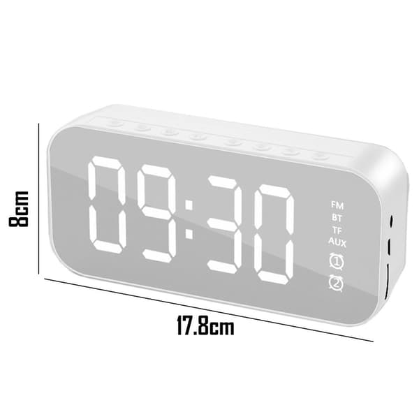 Väckarklocka för sovrum/kontor, digital klocka med Bluetooth vit