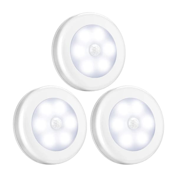 3-pack rörelsesensorlampor, batteridrivna LED-nattlampor, trapplampor, vägglampor för hall, badrum, sovrum, kök, etc.