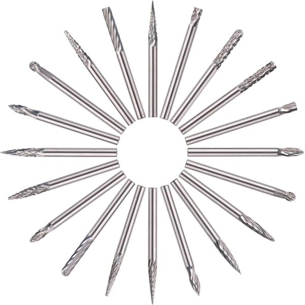 Rotary Skærere, 20 stk. Wolframkarbid End Mill Bit Rotary Stålfiler
