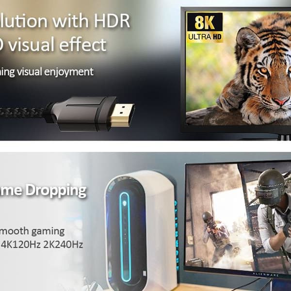 8K-sertifioitu supernopea HDMI-kaapeli 48 Gbps 10 jalkaa,