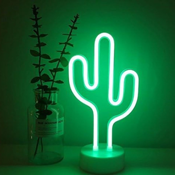Kaktus neon skylt nattlampa med hållare dekorativ KLB