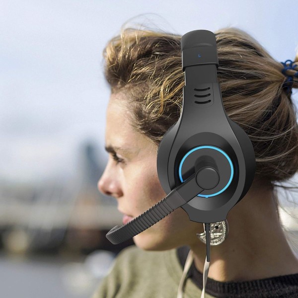 2-pack spelheadset med mikrofon för PS4 Xbox One Blå