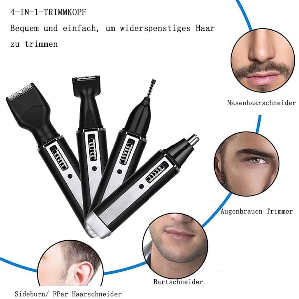 Næsehårstrimmer og næsehårstrimmer til mænd, næsetrimmer USB 4 i 1 KLB