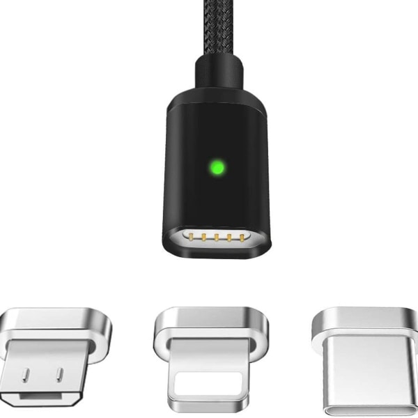 LAMA Magnetisk USB C opladningskabel [3 stk 1,5M] magnet sort KLB