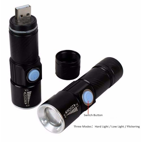 USB mini lommelykt aluminium legering lommelykt LED sterkt lys oppladbar lommelykt(Fiolett lys)