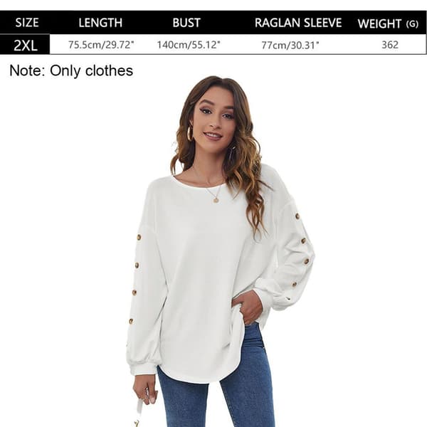 Kvinnors toppar höst långärmad lös passform casual pullover T 2XL