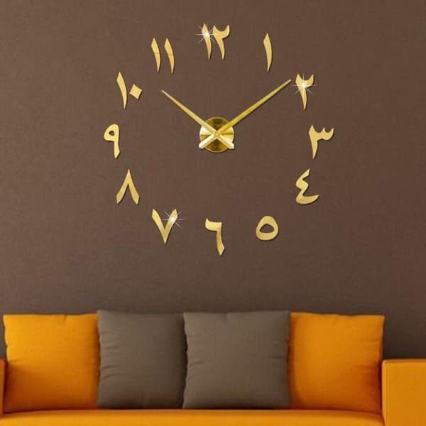 3D Arabisk Väggklocka Stor Modern Mute DIY Dekoration Present