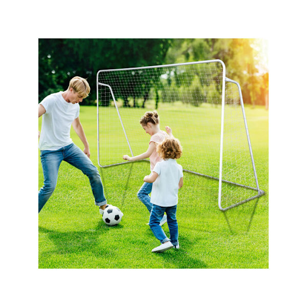 Utendørs fotballmål, bærbar fotballmål, 240x90x150cm, galvanisert stål målpost, korrosjonsbestandig PE fotballnett KLB
