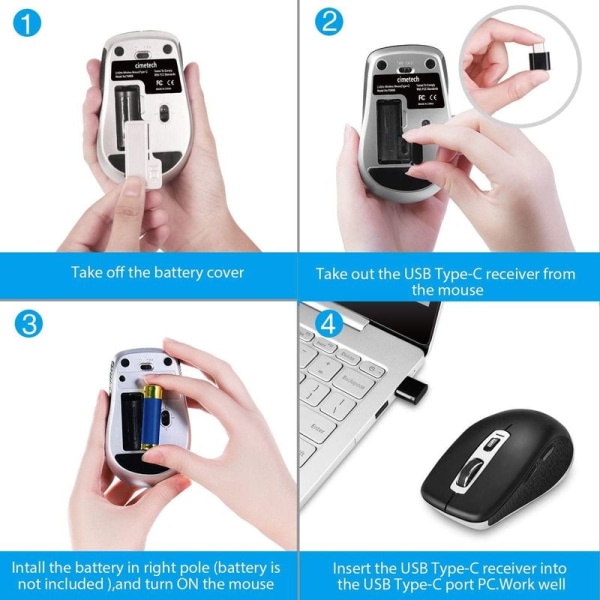 2.4G Hiiri, USB Type-C Langaton Tietokone Hiiri