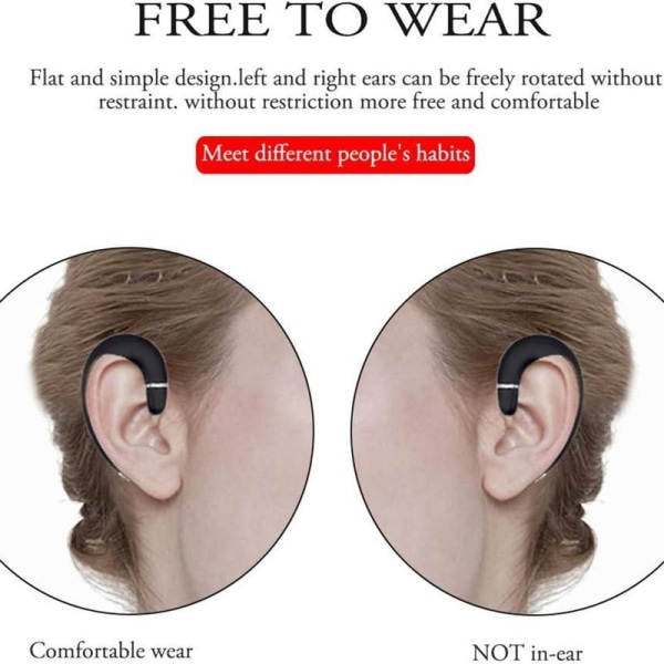 Langattomat Bluetooth -kuulokkeet korvakoukulla, kuulokkeet ilman korvatulppia, musta
