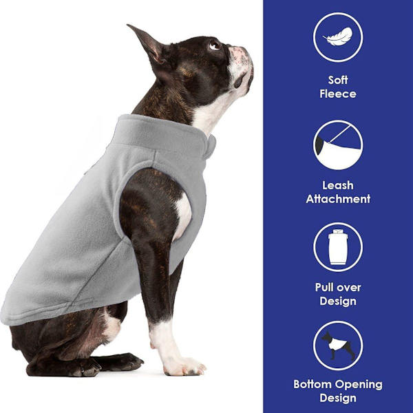 Varmt pullover fleece hundetrøje med O-ring snor - Vintergrå
