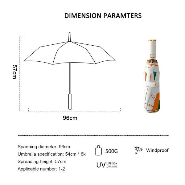 Kreativ forfriskende paraply, automatisk foldning, anti-UV solbeskyttelse KLB