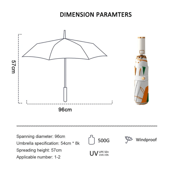 Kreativt uppfriskande paraply, automatisk hopfällning, anti-UV solskydd KLB