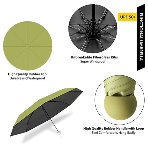 Ultra-let Mini Regnparaply Kapsel Etui -5 -Folding -Matcha -Grøn KLB