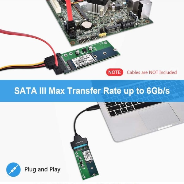 M.2 SATA-adapter 22-pin (7 + 15) SATA III NGFF M.2 SATA-baserad nyckel B/ B + M för SSD