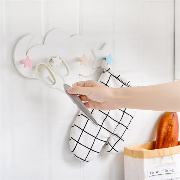 Pakke med 2 Creative Clouds Cartoon Viscose Kroge Vægmonterede Knager