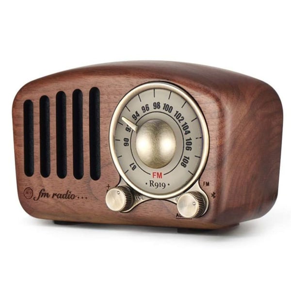 Retro radio med Bluetooth-högtalare, Aooeou radio vintage liten valnötsträ
