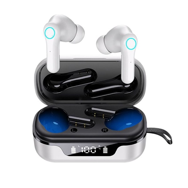 Bluetooth-hörlurar 5.1 Öronproppar LED-strömvisning Trådlös Vit