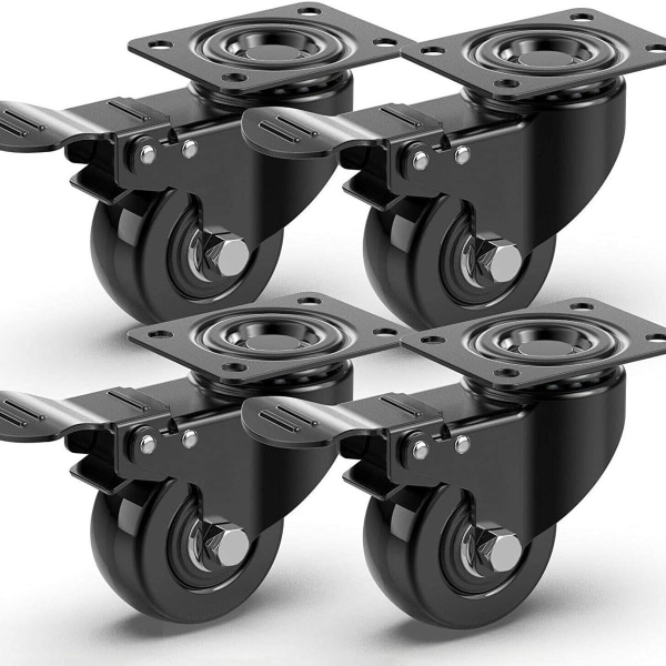 4 hjul til møbler 200KG transporthjul sæt | Svingbare hjul med bremse | KLB