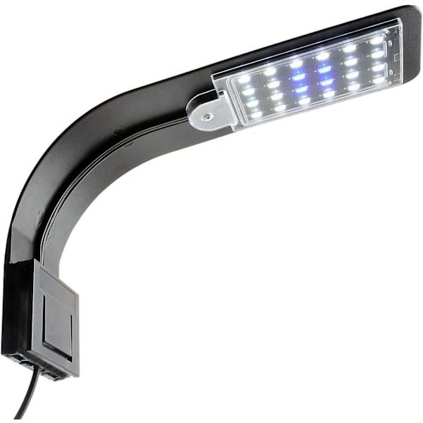Svart skall LED akvarielyslampe klips, ultratynn akvarielampe med lys, 24 LED akvarielys hvitt lys