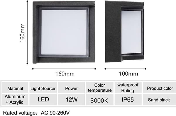 12W moderni LED-ulkoseinävalaisin vedenpitävä IP65 / alumiini +