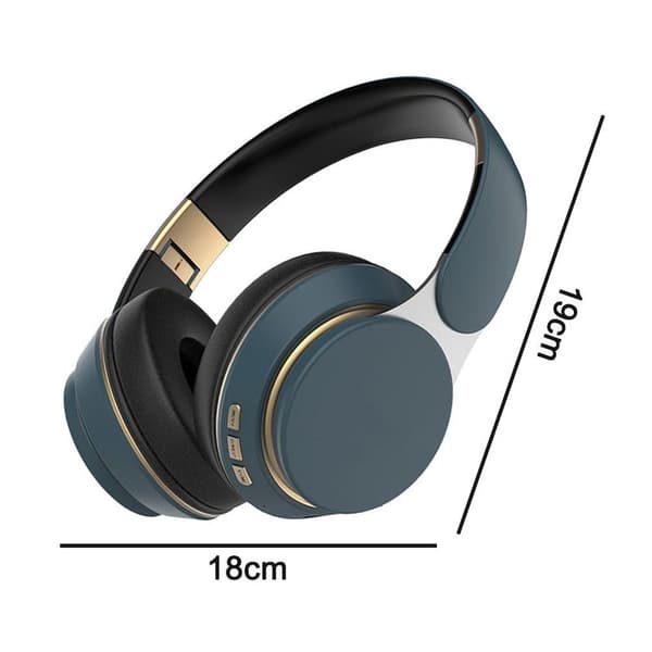 Bluetooth Over Ear-hörlurar, trådlösa hopfällbara stereo mörkblå