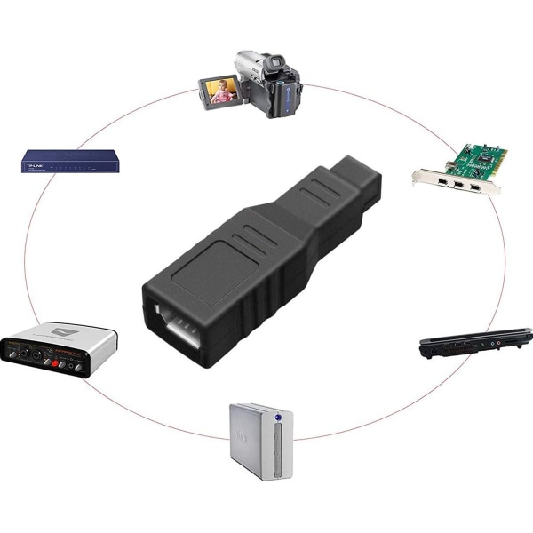 FireWire IEEE 1394 Type A 400 6-pin hun til 1394 Type B 800 9-pin