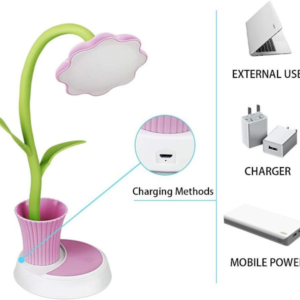 Barnebordlampe, USB-oppladbar bordlampe, nattbordslampe for KLB