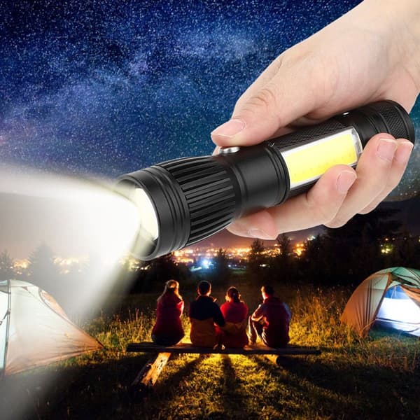 L2 USB-ladattava sivu COB -valo LED-taskulamppu toimii KLB