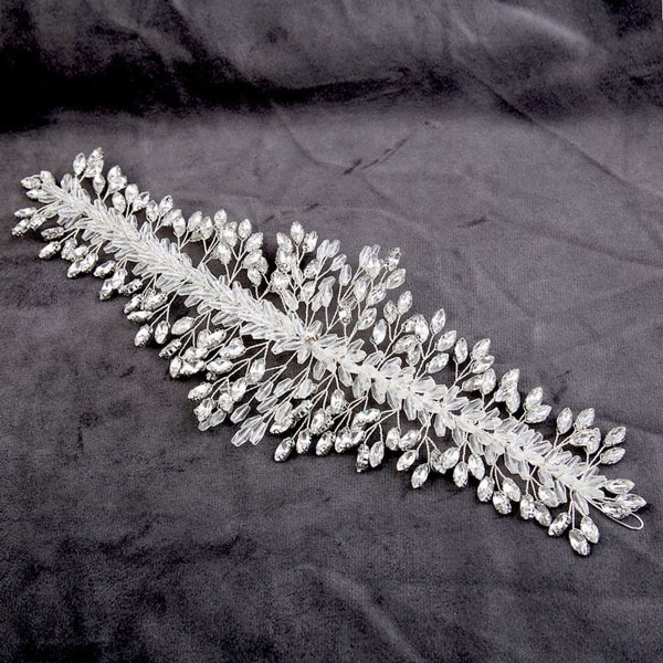 Hårtilbehør med krystallkrone, sølv pannebånd