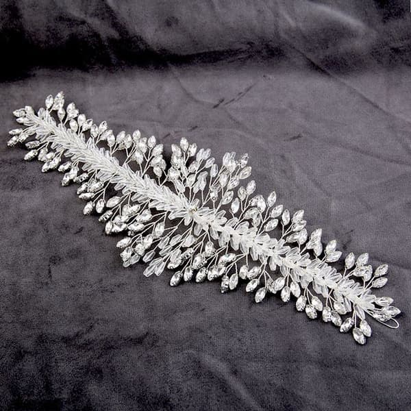 Hårtillbehör med kristallkrona, silver diadem