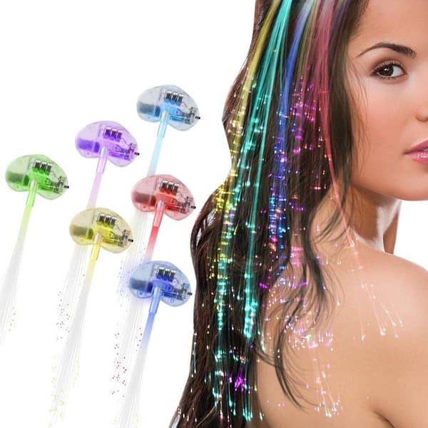 LED-kuituoptinen valaistus Rainbow-hiuspidike juhliin KLB