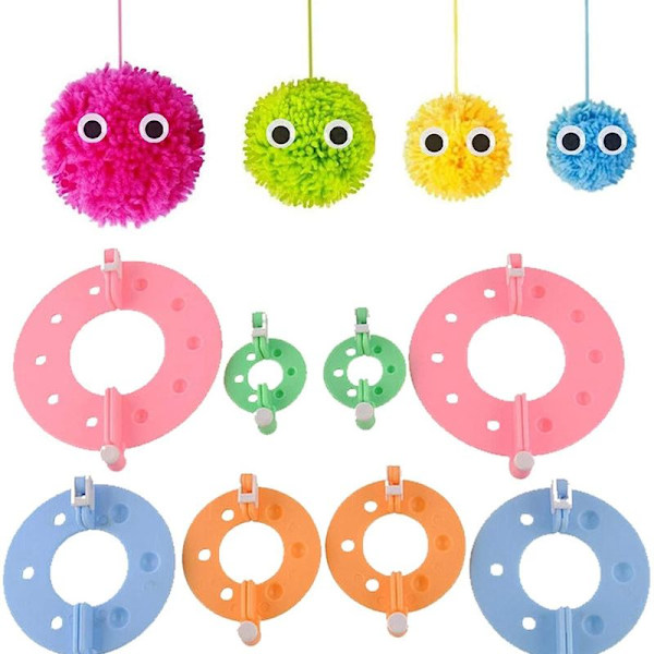 4 stk 4 størrelser Fluff Ball Weaver nål PomPom Maker sæt, DIY Pompoms Craft