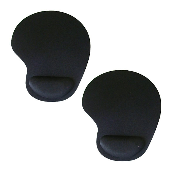 2-pack ergonomiska musmattor med bekvämt handledsstöd i svart