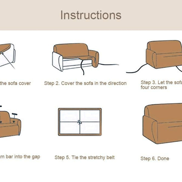 Sofaovertrekk, elastisk sofaovertrekk, 2-seters sklisikkert sofatrekk