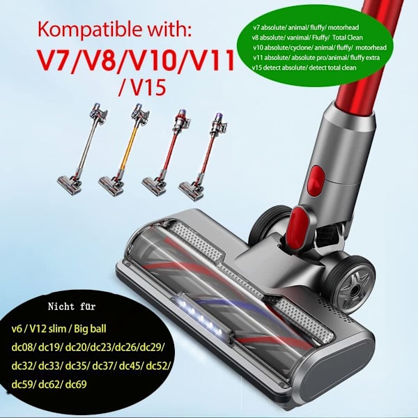 Suoraan käyttöinen sähköharja, yhteensopiva Dyson V7 V8 V10 V11 -imureiden kanssa