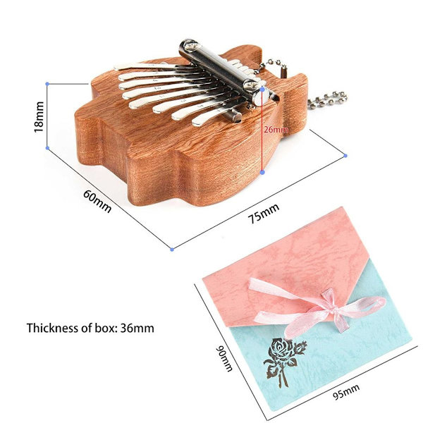Kalimba 8 tangenter, tommelfingerklaver, mini tommelfingerklaver, fingerklaver, finger KLB