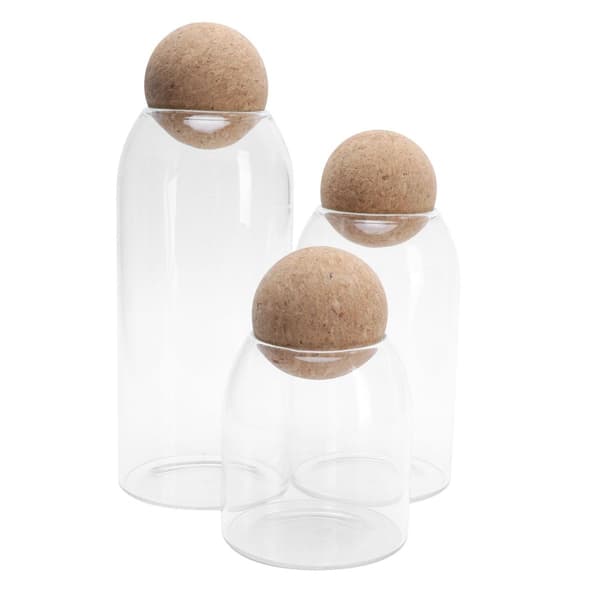3Set Rund Förseglad Burkar Transparent Förvaringslåda Teset KLB