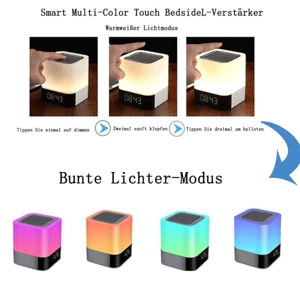 Senglampe med vækkeur, Bluetooth-højttaler, natlys, KLB