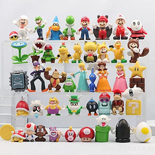 Super Mario Figurer Figur 48 Stykker Legetøj Karakter Peach Wario Bowser Luigi etc KLB