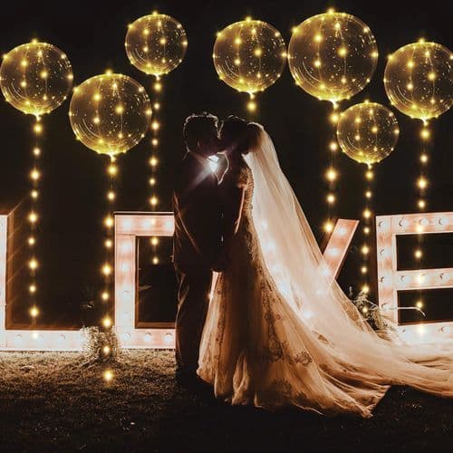 LED-ballonger, 6 st, varmvitt, transparent, helium