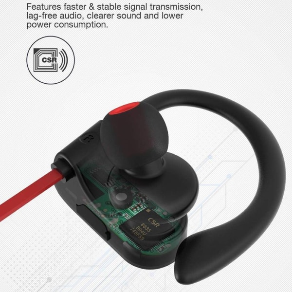 Bluetooth kuulokkeet langattomat nappikuulokkeet IPX7 vedenpitävä punainen
