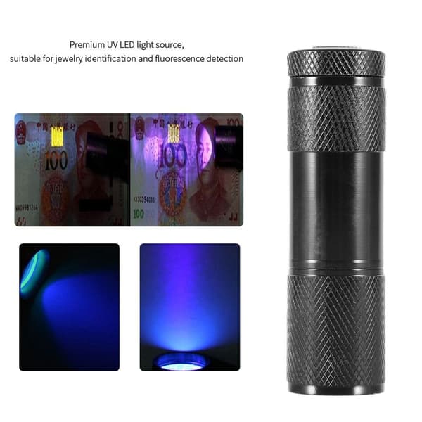 4.5V 9 LED UV-taskulamppu Mini Expert Jade Torch 365-400nm KLB
