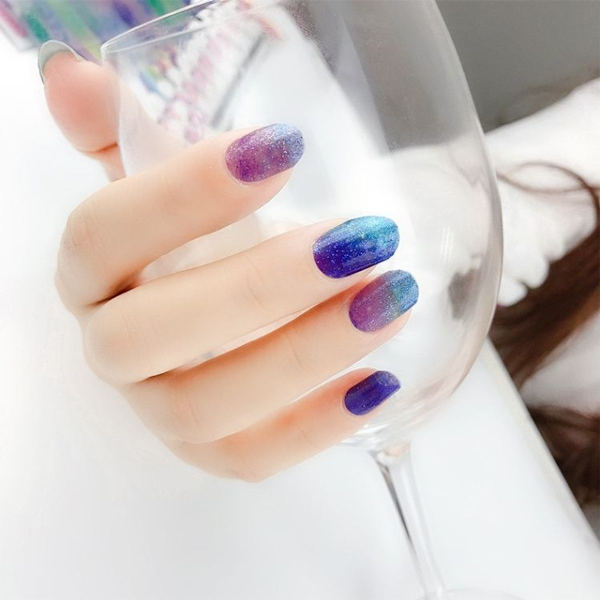 22 Fingers Sparkling Onion Pink Starry Sky Vandtæt Neglekunst Mærkat (ZX-