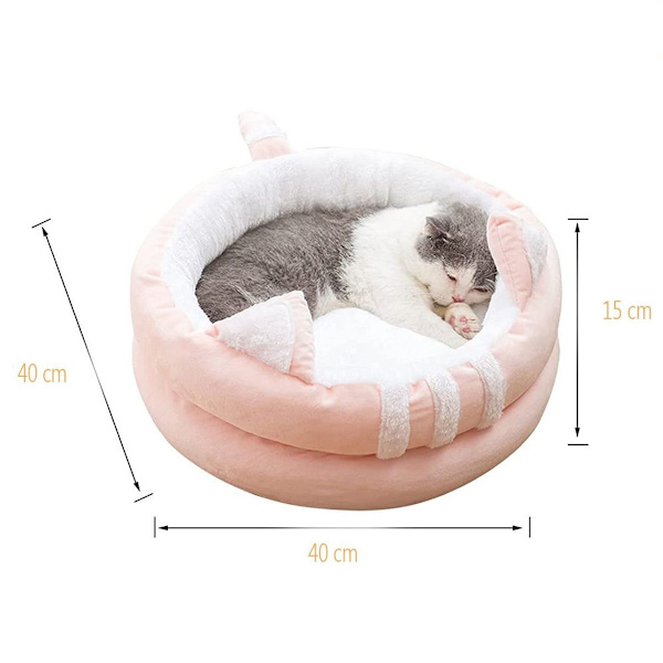 Petcute kattehule katteseng, vaskbar kattetelt kattekurv til katte og hunde, KLB
