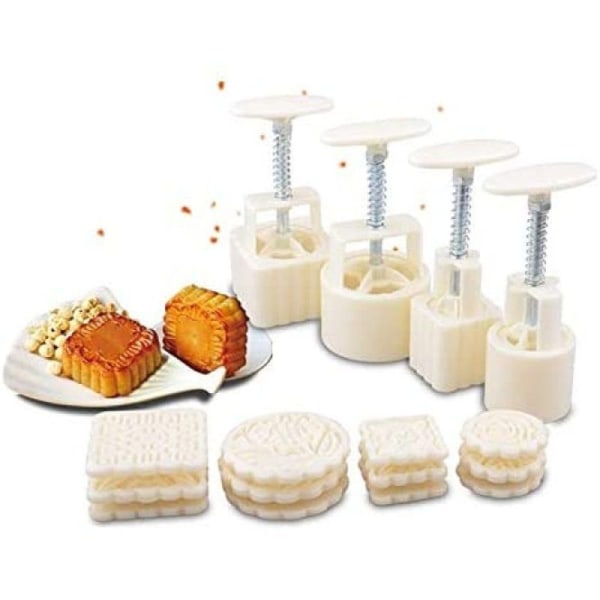 Månekakeform DIY Baking 4 sett 12 stykker runde og firkantede former